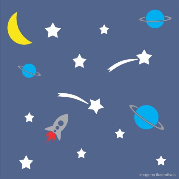 Adesivo Quarto Infantil Tema Espacial Estrelas Planeta Foguete Espaço Sideral Decorativo Parede - Image 2