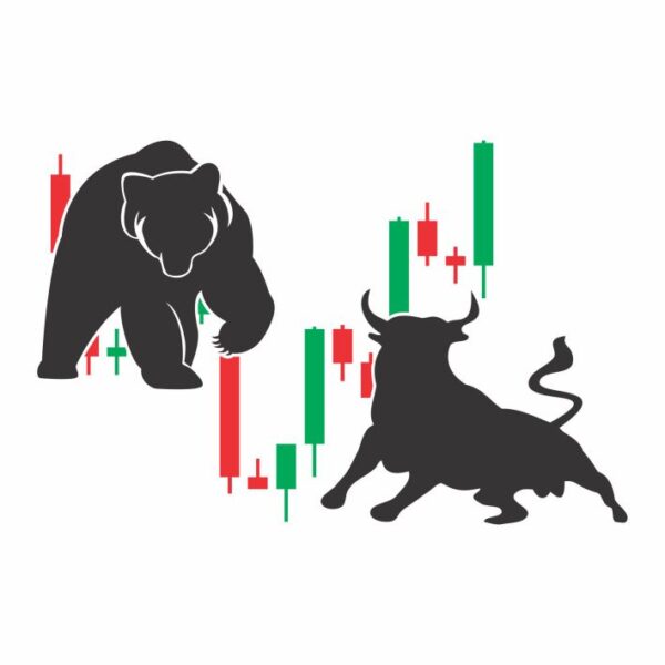 Adesivo Trader Touro e Urso Gráfico Candlestick